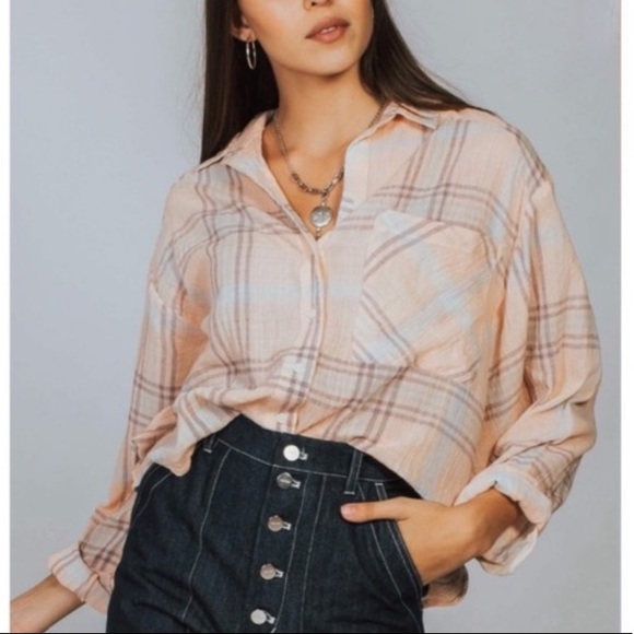 Free People Cutie Cropped Plaid Button Down Top XS - Picture 1 of 11
